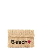 Beach Embroidered Raffia Clutch