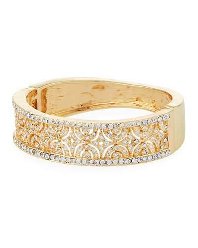 Wide Hinged Crystal Cuff Bracelet