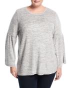 Bell-sleeve Heathered Sweater,