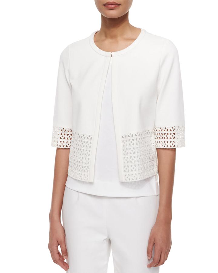 Lafayette 148 New York Cardigan With Lace Trim, Women's, Size: