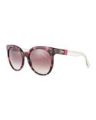Plastic Round Sunglasses, Pink/brown