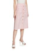 Striped Linen Button-down Midi Circle