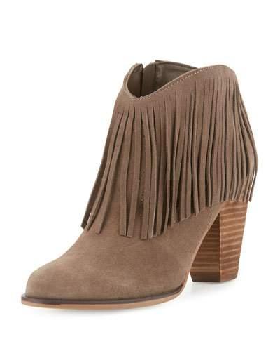 Sierrah Fringe Suede Bootie, Taupe