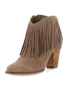 Sierrah Fringe Suede Bootie, Taupe