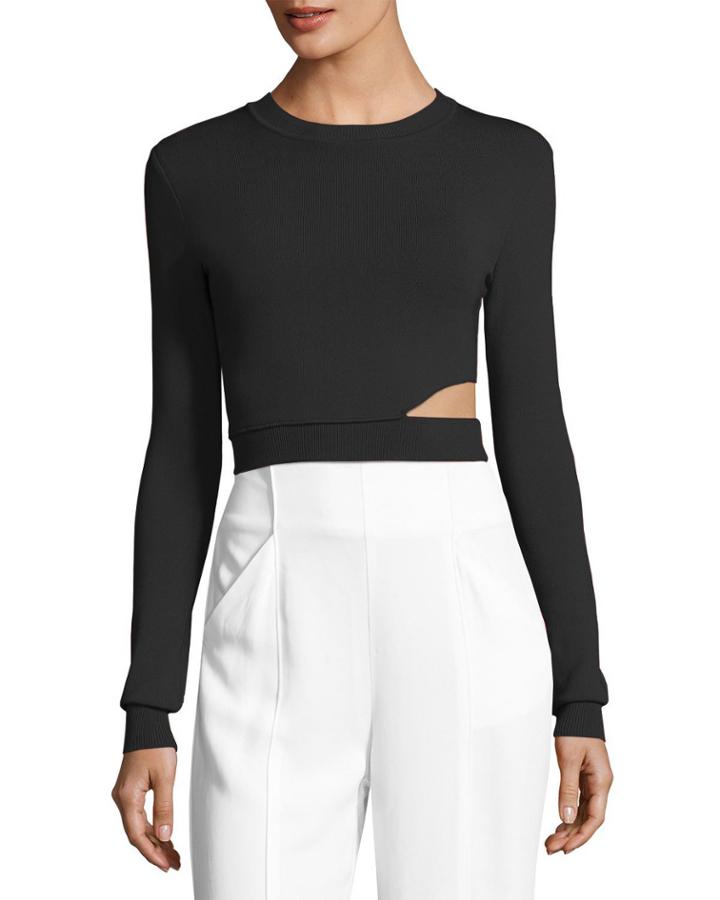 Long-sleeve Cutout Crop Top