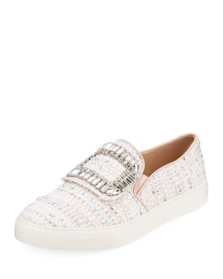Ermine Boucle Skate Sneakers With Embellishment