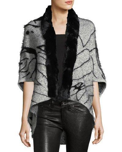 Rabbit Fur-trimmed Cocoon Jacket