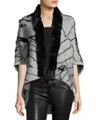 Rabbit Fur-trimmed Cocoon Jacket
