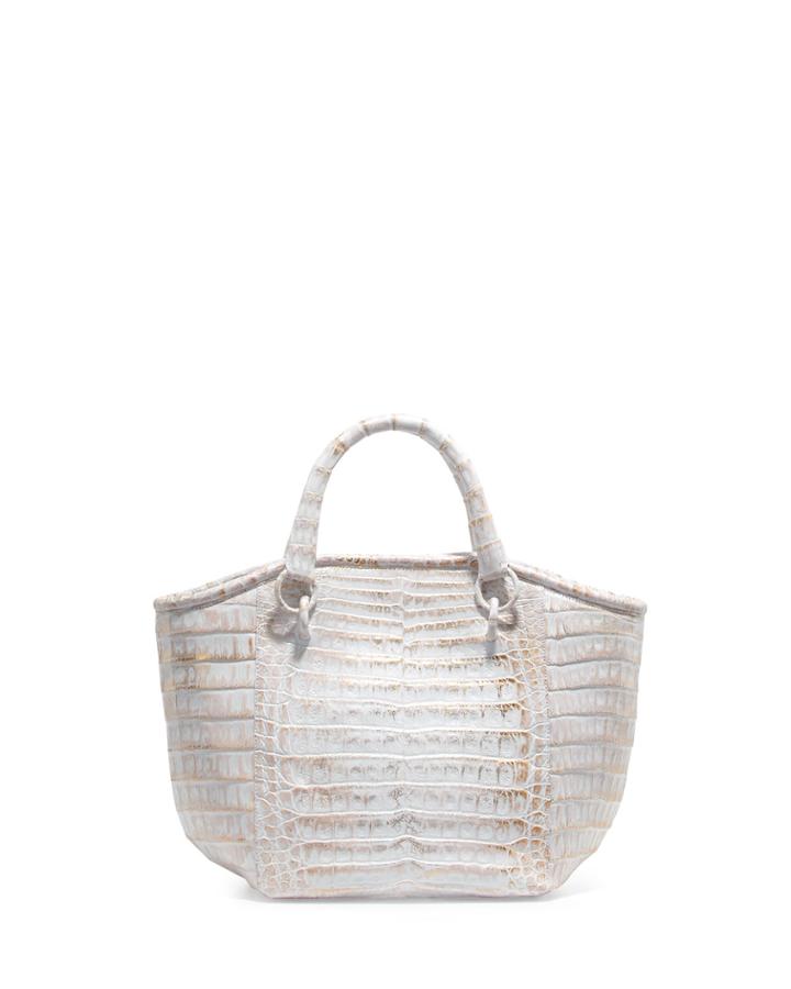 Nancy Gonzalez Crocodile Small Domed Tote Bag, White/gold, Women's, White I49