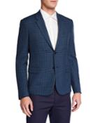 Men's Plaid Wool Tailored Blazer