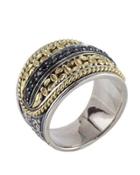 Asteri Etched Band Ring W/ Black Diamonds,