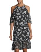 Floral-print Halter-neck A-line Dress