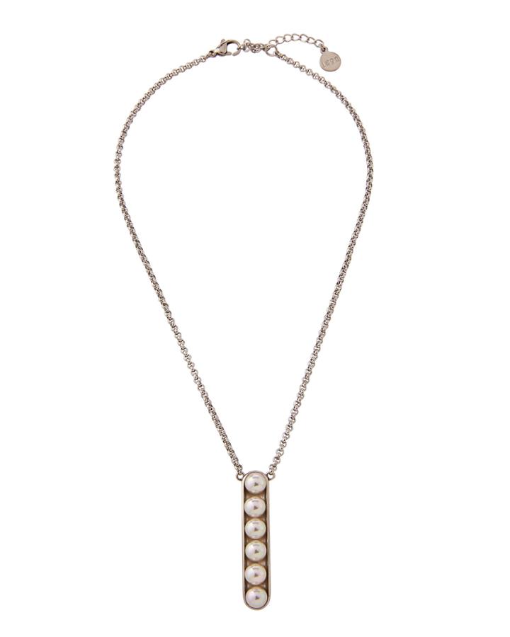 Linear Pearl Pendant Necklace,
