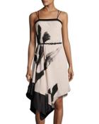 Asymmetric Printed Cami Dress, White Pattern