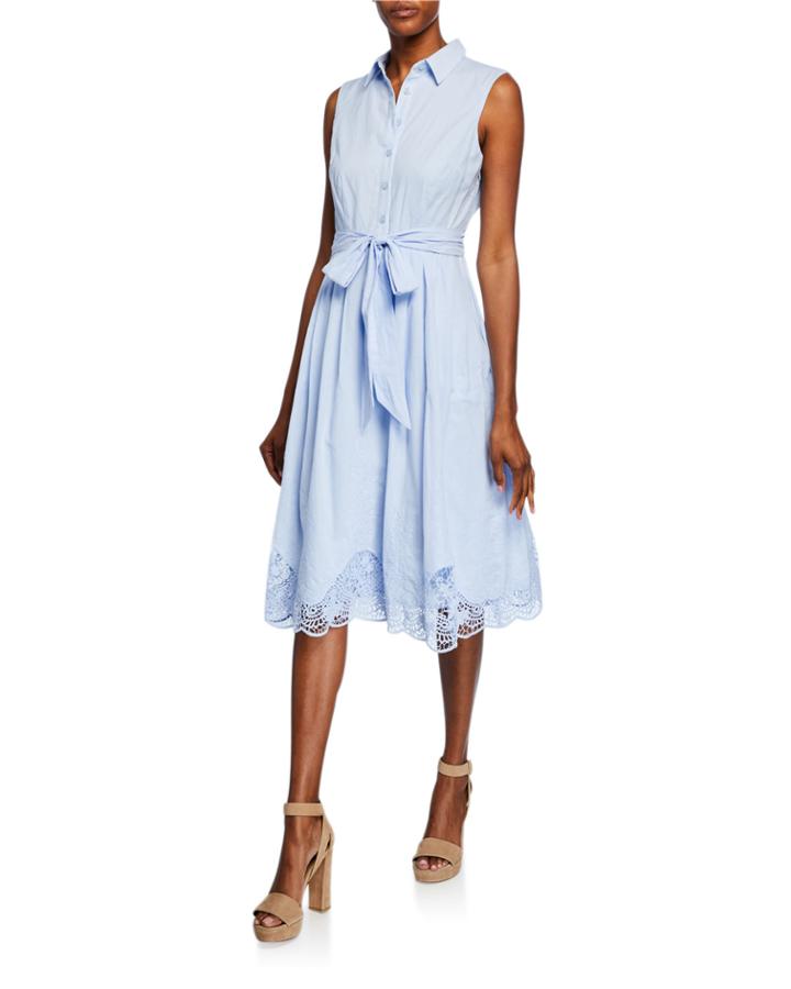 Embroidered Scallop-hem Sleeveless