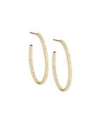 18k Small Diamond Oval Hoop Earrings
