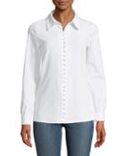 Sara Looped-button-front Poplin Blouse