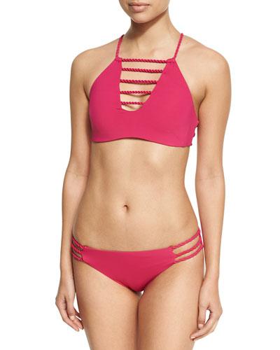 Lotus Twist High-neck Swim Top,