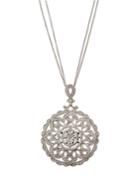 18k Filigree Diamond Pendant Necklace