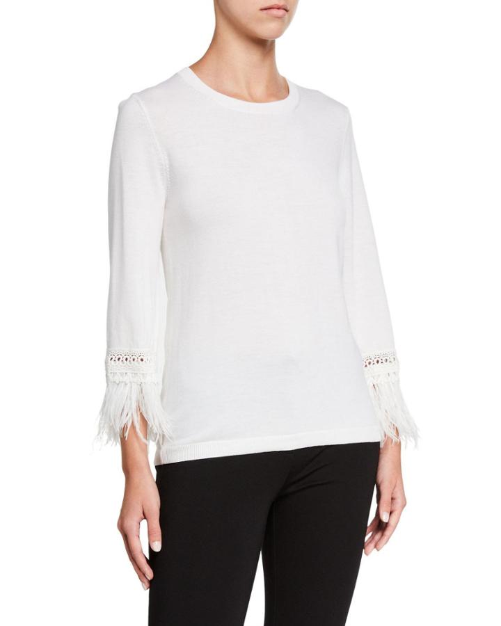 Crewneck Sweater With Feather