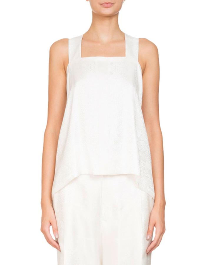 Square-neck Sleeveless Bandana Jacquard Blouse