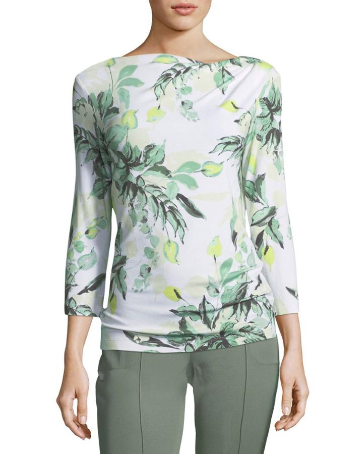 Leaf-print Asymmetric Top