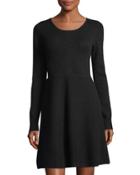 Cashmere Long-sleeve Fit & Flare Dress