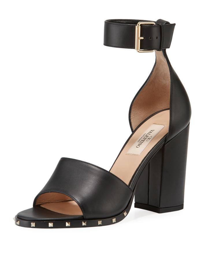 Rockstud Leather Ankle-strap