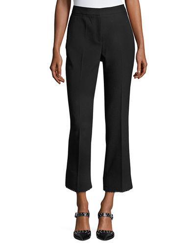 Picot-trim Slim Ankle Pants