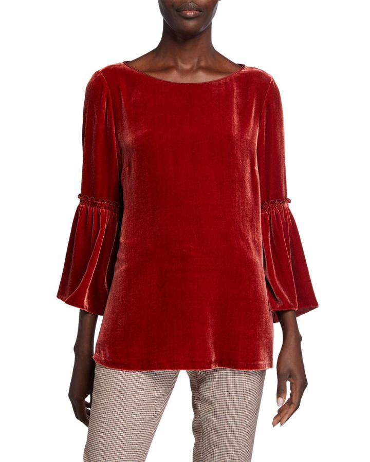 Roslin Bell-sleeve Blouse In Velvet