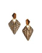 Alexis Bittar Textured Double-drop Lucite Earrings, Silver Croc, Women's,
