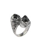 Konstantino Silver Twisted Double-onyx Ring, Women's