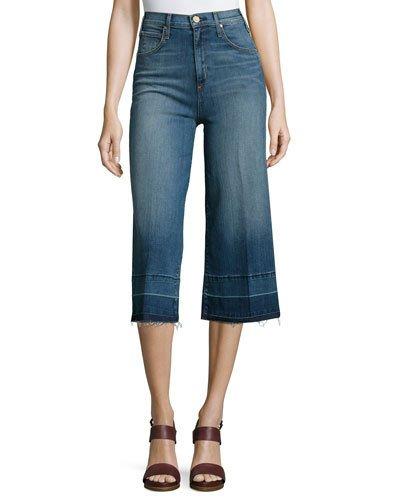Shayne High-waist Denim Culotte Pants, Blue