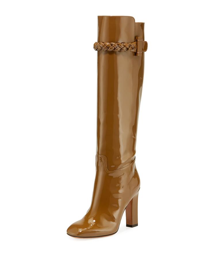 Shiny Patent Knee Boots