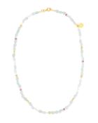 Delicate Hue 24k Mixed Stone Beaded Necklace