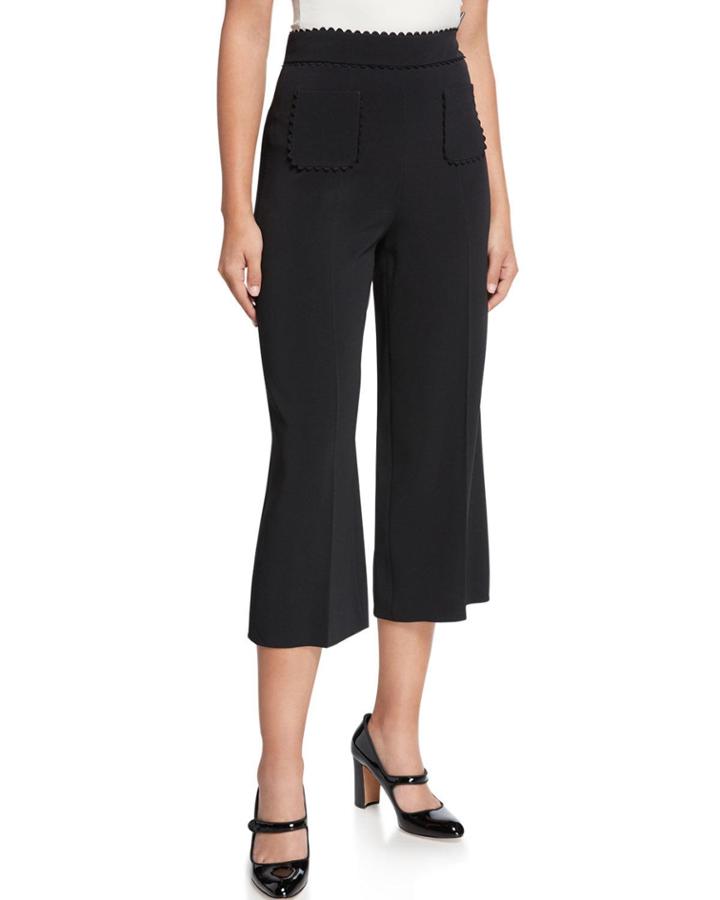 High-rise Wide-leg Cropped Ricrac Pants