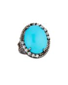 Turquoise & Diamond Oval Ring