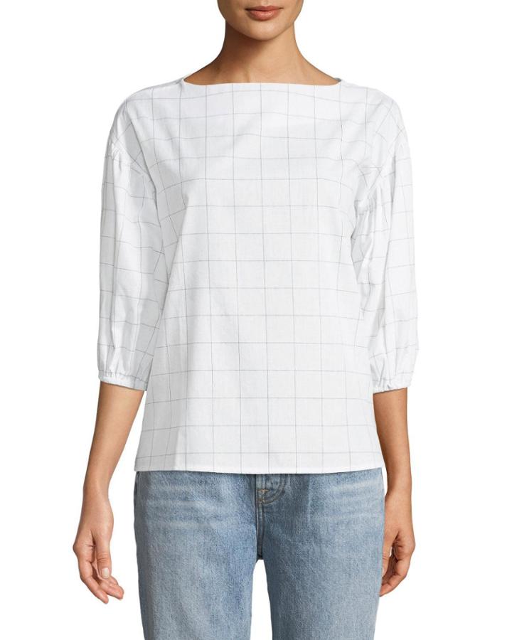 Bonnie 3/4-sleeve Checkered Blouse