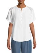 Carey Lace-shoulder Short-sleeve Blouse