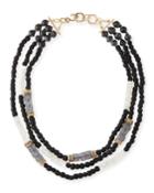 Three-strand Beaded Moonstone Necklace