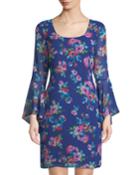 Floral Chiffon-bell-sleeve