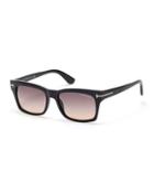 Frederick Rectangular Acetate Sunglasses, Black