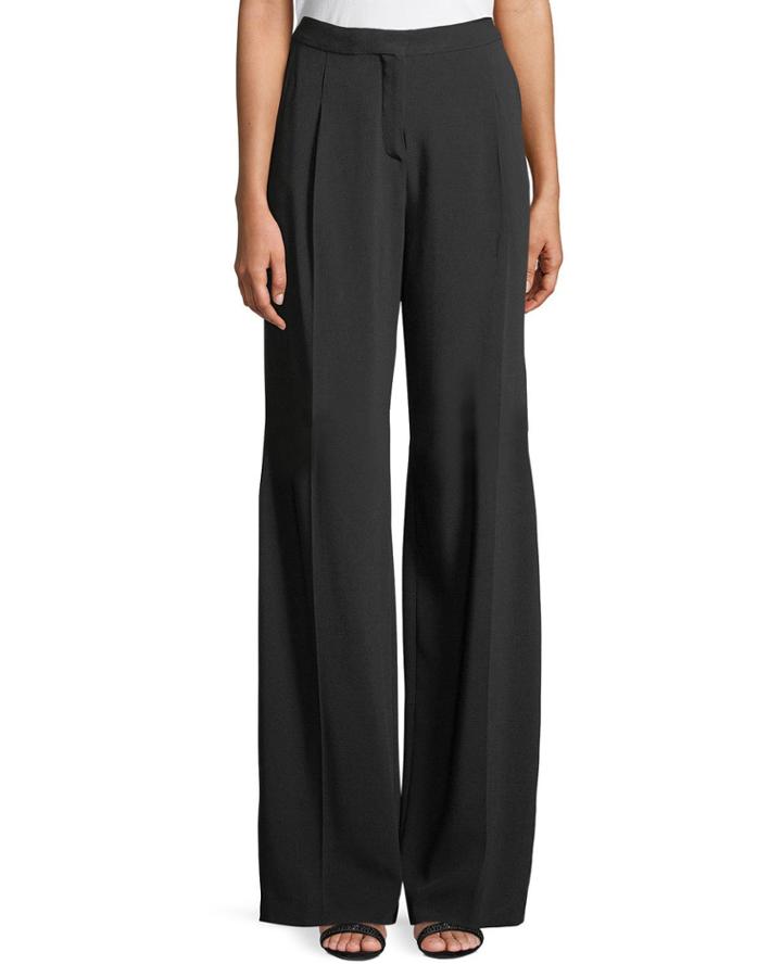 Wide-leg Crepe Tux Pants With Beaded
