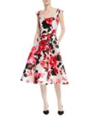Fit-&-flare Floral-print Tea-length Dress