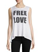 Free Love Graphic Jersey Tank, White