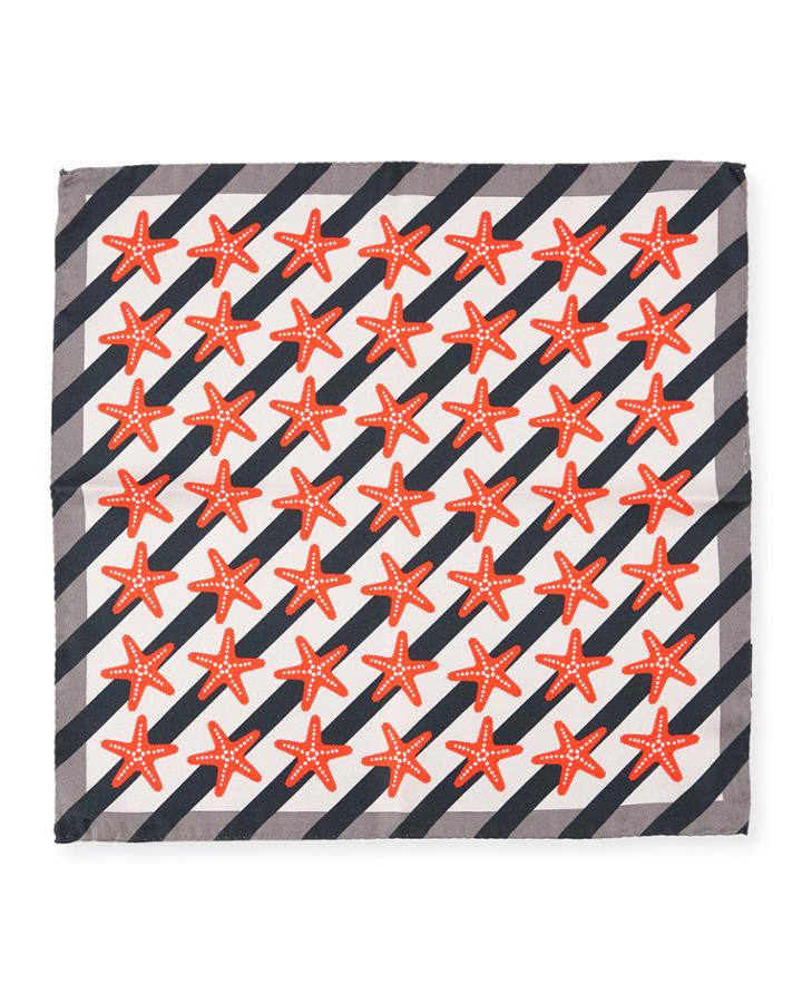Striped Starfish Silk Pocket