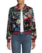 Asian Flower Print Velour Jacket