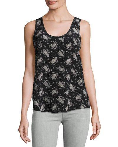 Annabeth Printed Silk Tank, Caviar
