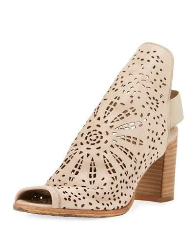 Marta Perforated Leather Peep-toe Bootie,