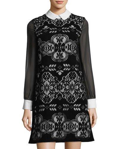 Chiffon-sleeve Collared